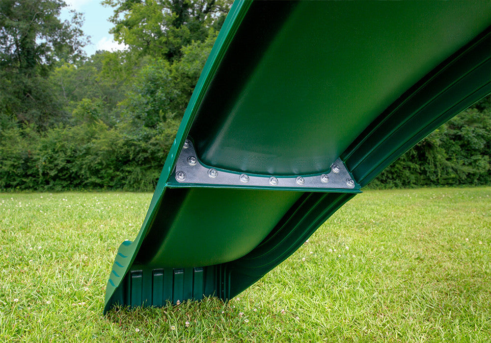 Underside view of hardware attaching the 2-Piece Cool Wave Slide from Gorilla Playsets